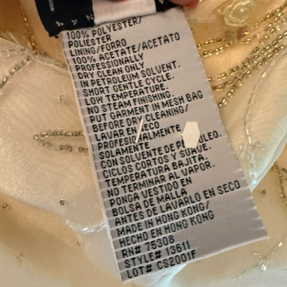 VTG Y2K Niki Livas Ivory Floral Sequin Overlay Maxi Dress 8 Cottagecore Prom - Picture 6 of 9